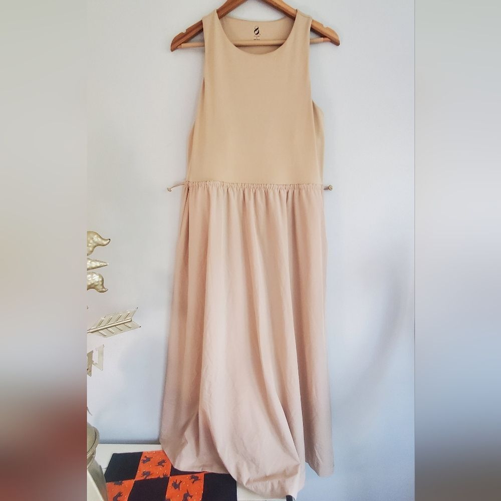 Lou & Grey Loft Side Bungee Pocket Midi Dress In Light Sandy Glow Size XL